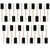 US Art Supply 1 inch Foam Sponge Wood Handle Paint Brush Set (Value Pack of 25) - Lightweight, durable and great for Acrylics, Stains, Varnishes, Crafts, Art