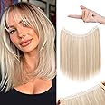 REECHO Invisible Wire Hair Extensions with Thinner Softer Lace Weft 12" Short Straight Clips in Secret Hairpiece for Women 12 Inch (Pack of 1) - Ash Blonde with Highlights