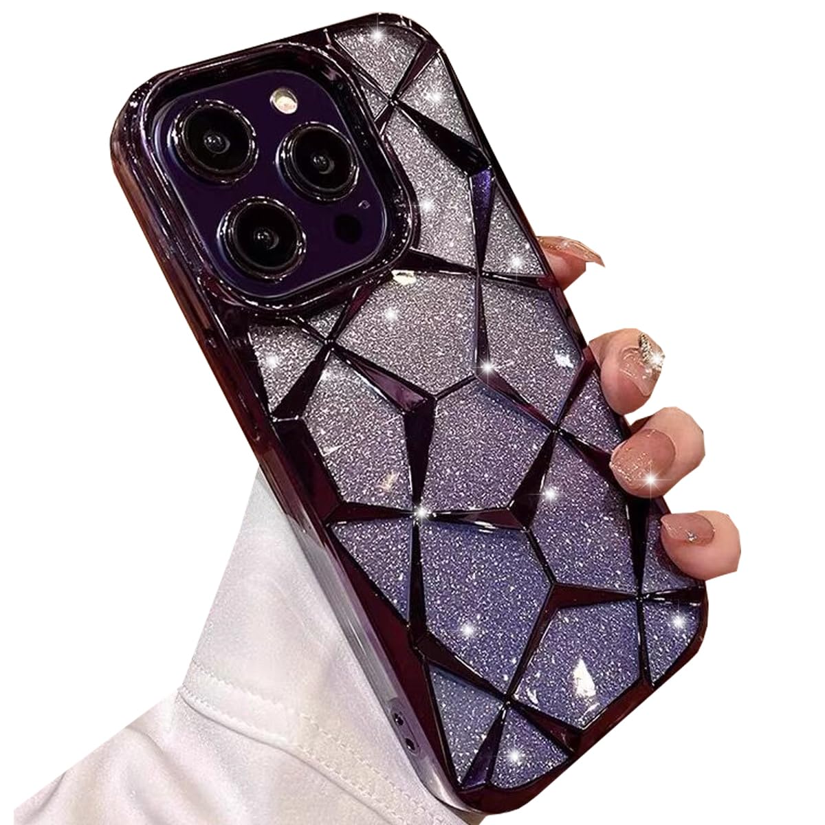 Photo 1 of Changjia for iPhone 15 Pro Max Gradient Glitter Case, Luxury Plating Cute Bling Sparkle Shiny Soft TPU Silicone Clear Shockproof Women Girls Protective Phone Case for iPhone 15 Pro Max 6.7" (Purple)