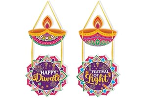 HURAY RAYHO Happy Diwali Door Sign Deepavali Themed Door Hanger, Festival of Lights Party Front Door Hanging Decorations Hindu Dewalee Greeting Indian Lakshmi Pooja Welcome Decorations