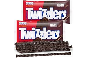 TABOOM TWIZZLERS Twists HERSHEY'S Chocolate Flavored Chewy Candy, Bulk, Delicious Sweet Low Fat Snack with Blend of TWIZZLERS Twists 12 Ounce (Pack of 2)