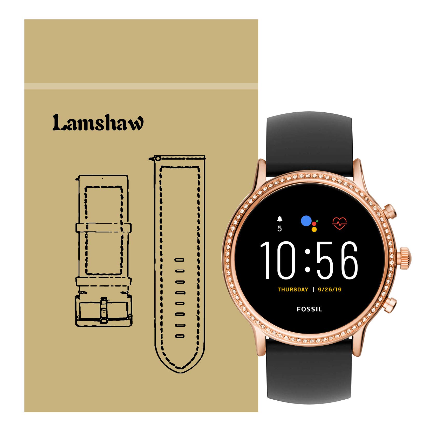 Compatible for Fossil Julianna Hr Bands, LvBu Sport Silicone Replacement Strap for Fossil GEN 5 SMARTWATCH - Julianna HR (Black)