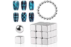 Heemeei 47Pcs Cat Eye Nail Magnet Kit, Square & Beads Nails, Strong Magnetic Set, DIY Home Salon Studio