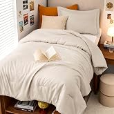 MUXHOMO Twin/Twin XL Comforter Set, 2-Piece All-Season Bedding, Beige | Ultra Soft &amp; Breathable, Down Alternative, Bed Set Includes 1 Lightweight Comforter (68"x88") and 1 Pillow Shams (20"x26")