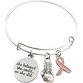 Fighting Breast Cancer Gift Inspirational Jewelry Bracelet Pink Ribbon