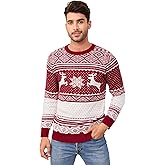 MISSKY Family Christmas Sweater Crew Neck Reindeer Snowflakes Knitted Pullover for Women/Men/Kids