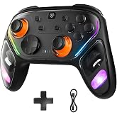 OLCLSS Wireless PC Controller for Gaming, K-Silver Hall Effect Joystick | 1000 Hz Polling Rate, 2 Remappable Buttons, Turbo , RGB Light, Vibration Motors,Gamepad for Switch, PC, Android, Apple, Black