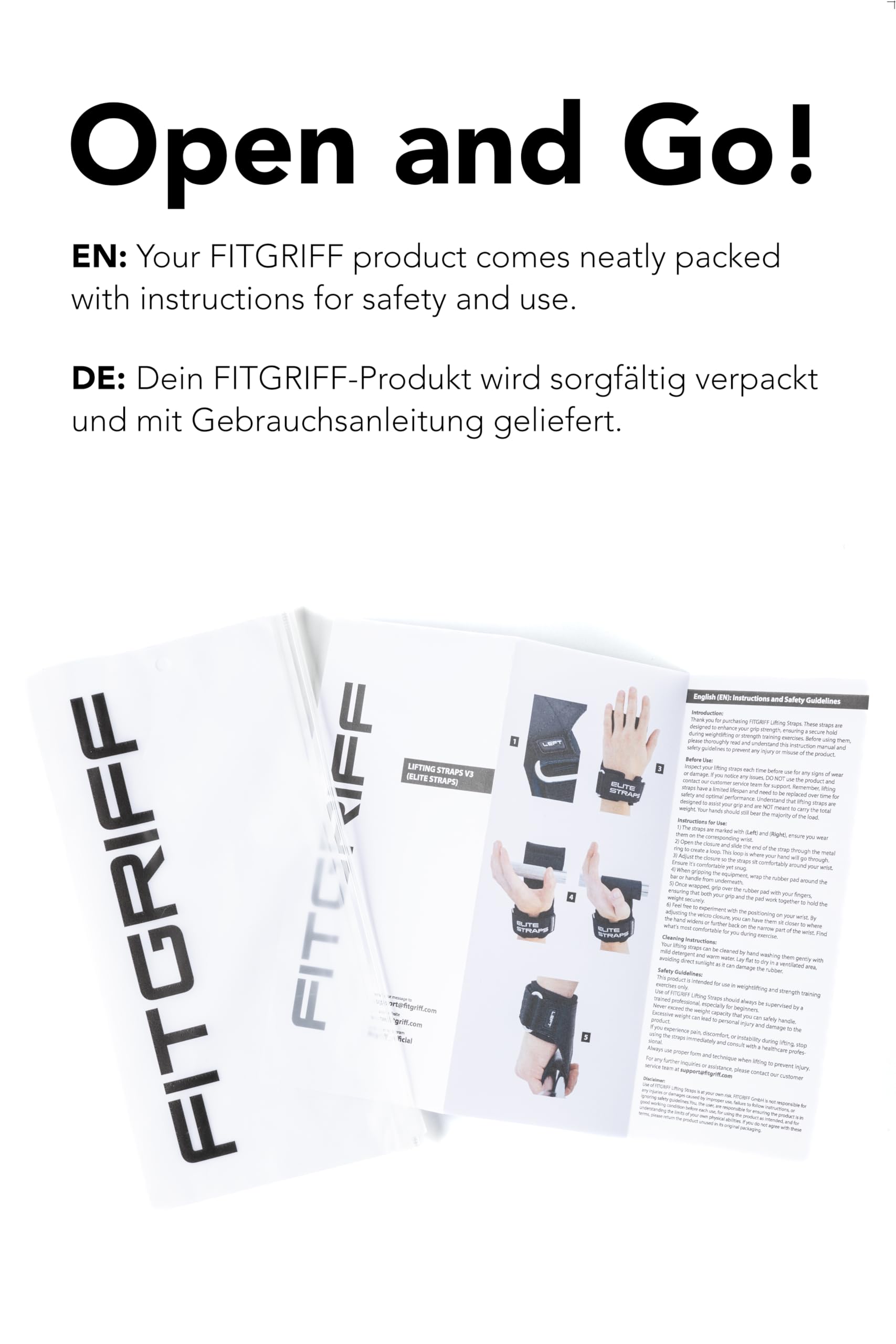 Fitgriff® Elite Straps 2.0 - Zughilfen mit Gummi-Pad für Krafttraining - Bodybuilding, Fitness, Gym - Lifting Straps - für Frauen und Männer (Schwarz, XS) 7