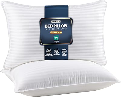 Utopia Bedding Bed Pillows for Sleeping Standard Size (White), Set of 2, Down Alternative Pillow for Sleeping, Cooling Hotel Quality Pillow Set for Back, Stomach or Side Sleepers