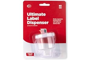 LEE PRODUCTS CO. Lee Ultimate Stamp Dispenser – Durable, Reusable Holder for Self-Adhesive Stamps, Address Labels, and Stickers, Fits Rolls up to 1 Inch Wide (Clear)