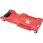 BIG RED TRP6240 Torin Blow Molded Plastic Rolling Garage/Shop Creeper: 40" Mechanic Cart with Padded Headrest, Dual Tool Tray