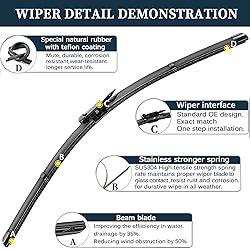 AUTOBOO 28"+28" Windshield Wipers with 15 Inch Rear