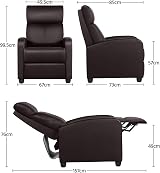 Yaheetech Recliner Armchair Brown PU Leather Footrest Adjustable Backrest Sofa view 3