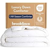 Brooklinen Down Comforter Hotel-Quality Warmth, Breathable - Twin/TXL | All-season warmth from natural down in a 100% cotton shell; baffle-box build stays fluffy &amp; even; hotel-quality comfort.