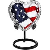 Everlight Memorials American Flag Urn for Ashes Adult Male – Small Heart Patriotic Cremation Urns for Human Ashes Adult Man & Women – Memorial Funeral Urn for Home Display, or Burial