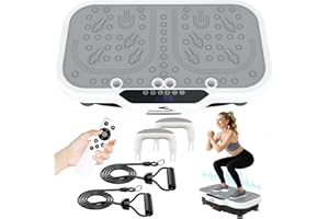 Zoomsnail Vibration Plate Exercise Machine, 8000 Vibrations/min Adjustable Fitness Platform, 400 Lbs Capacity Whole Body Workout Extra Large Size Platform with Bluetooth for Weight Loss, Women & Men