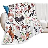 Horse Blanket Horses Throw Blanket Gifts for Girls Women Kids Adults Super Soft Cozy Plush Fluffy Fuzzy Fleece Blanket Decor 40''X50''