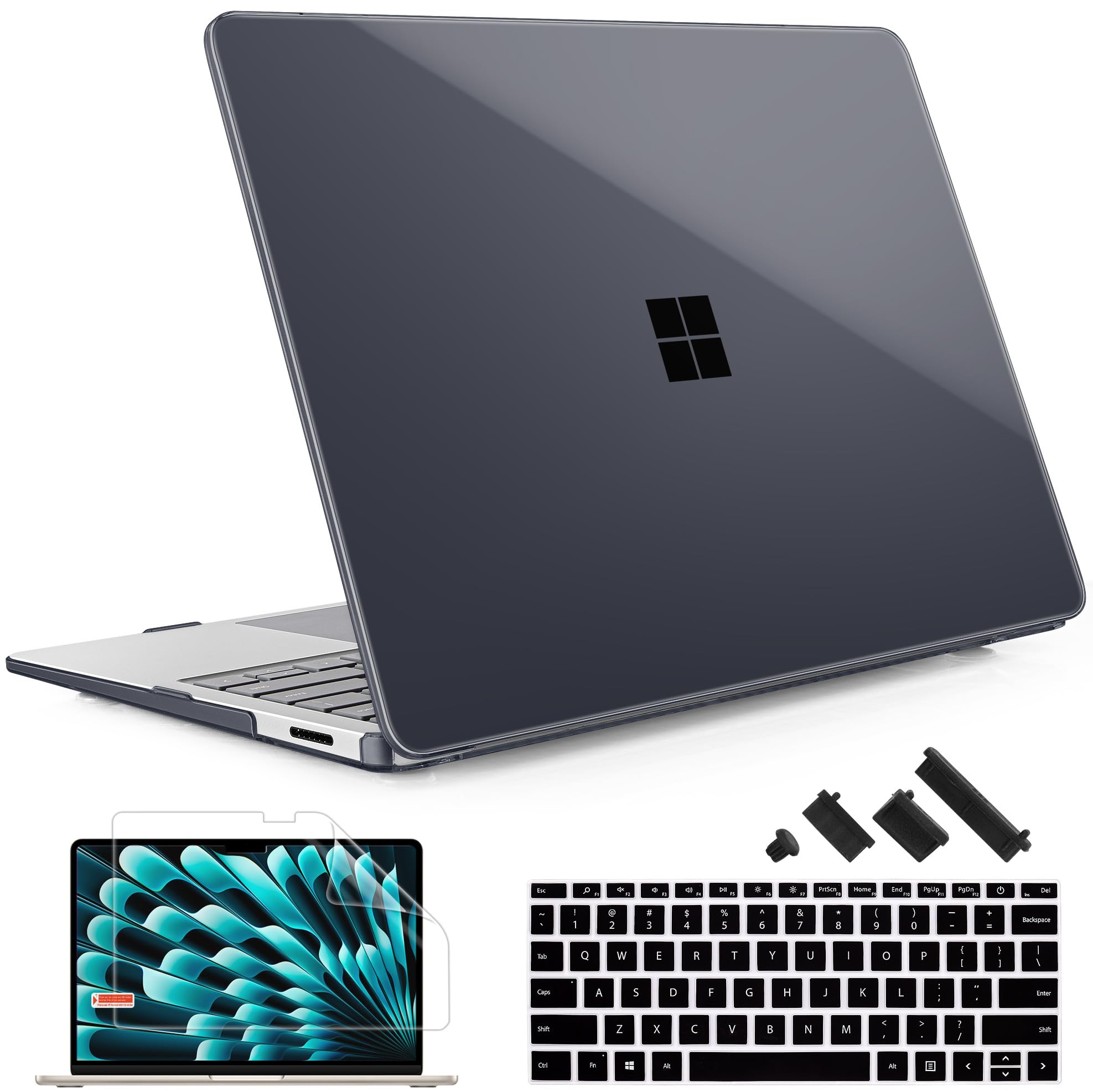 Photo 1 of May Chen Case for Microsoft Surface Laptop 13.8 inch, 2024 Windows 11 AI + PC, 7th Edition Touchscreen Display, Protective Plastic Hard Shell Case with Keyboard Cover - Crystal Black