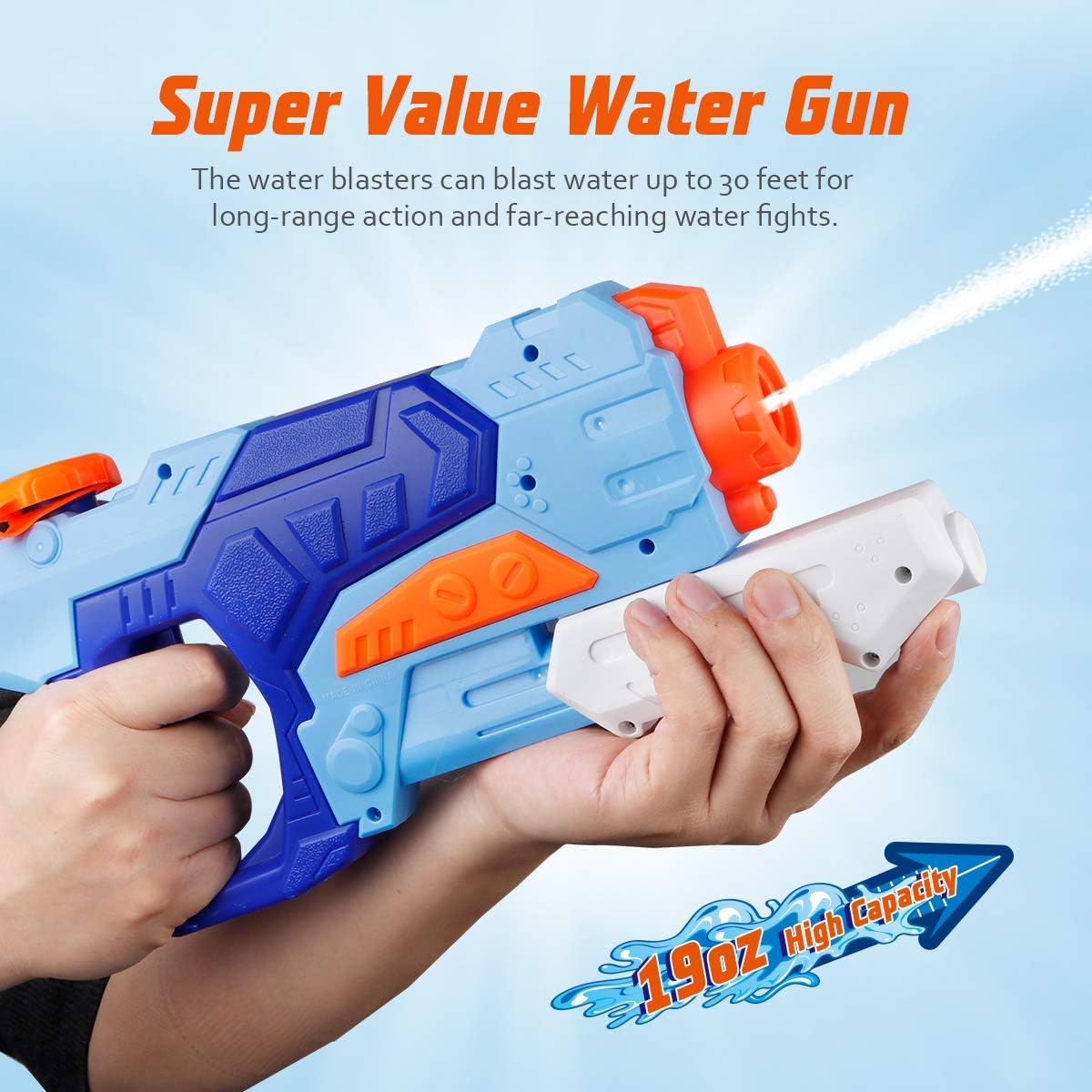 D-FantiX Water Guns 2 Pack, Super Water Blaster Soaker Squirt Guns 550CC Long Range Summer Swimming Pool Beach Party Favors Water Outdoor Toy for Kids Adults Boy Girl: Toys & Games