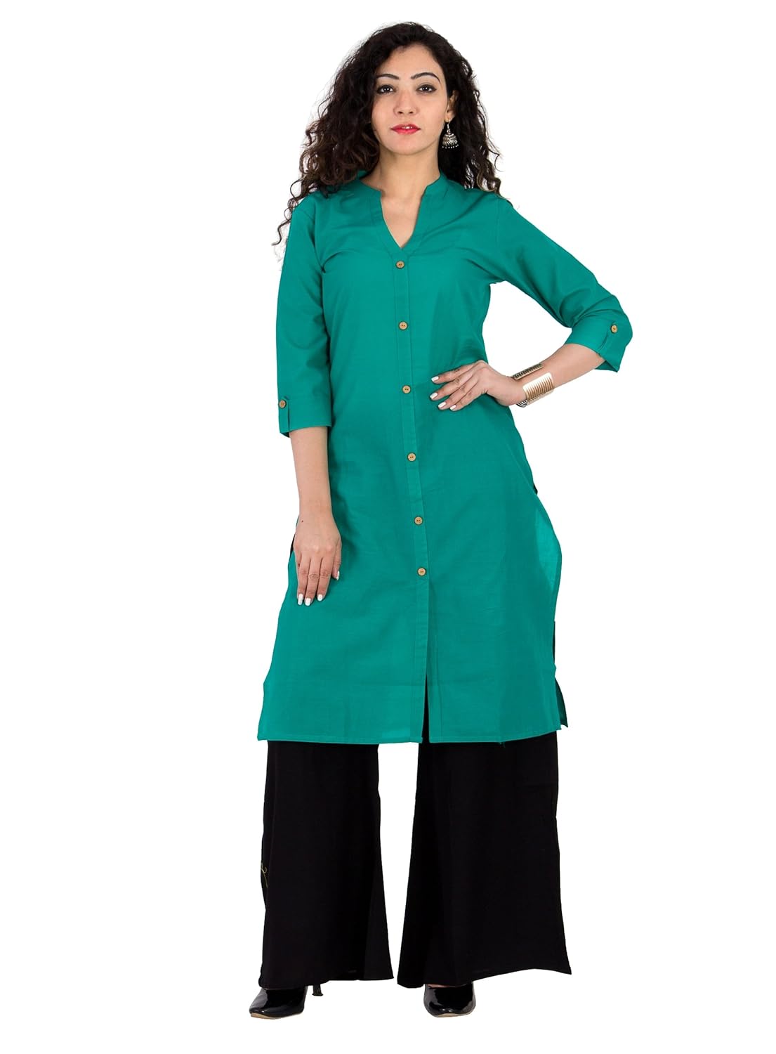 Green kurti with black palazzo Clearance