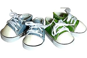 MBD 2 Pack Canvas Tennis Shoes Fits 18 Inch Girl Dolls- 18 Inch Doll Shoes (Tropical Green/Light Blue)