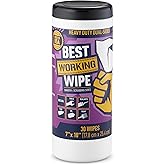 Best Working Wipe Heavy-Duty Disposable Industrial Work Cleaning Wipes with Dots for Scrubbing, Cleans Paint, Oil, Grime, Grease, Shoes, Engines, Tools, Extra Large, 7” x 10”, 30 Wipes