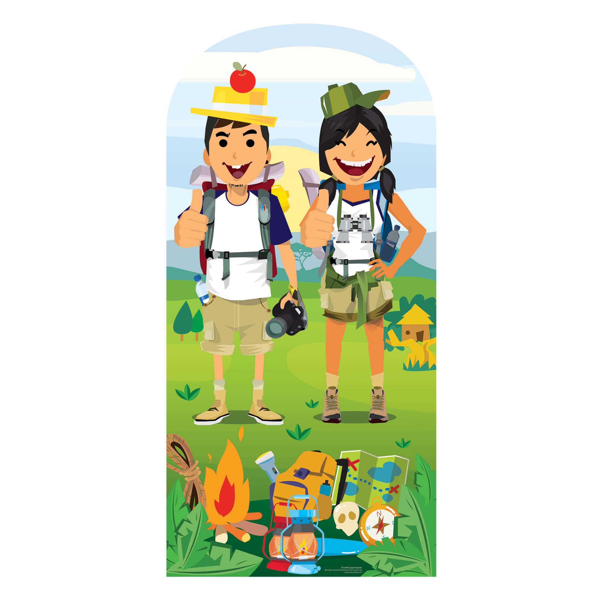 Star Cutouts SC1294 Hiking Camp Site Double Stand-In Cardboard Cutout – Fun Camping Photo Prop for Parties & Outdoor Events