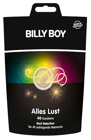 Billy Boy Kondome: 40-Stück 'Alles Lust' Sortiment (bunt, perlgenoppt, aromatisiert, länger lieben, Extra dünn, Gefühlsintesi