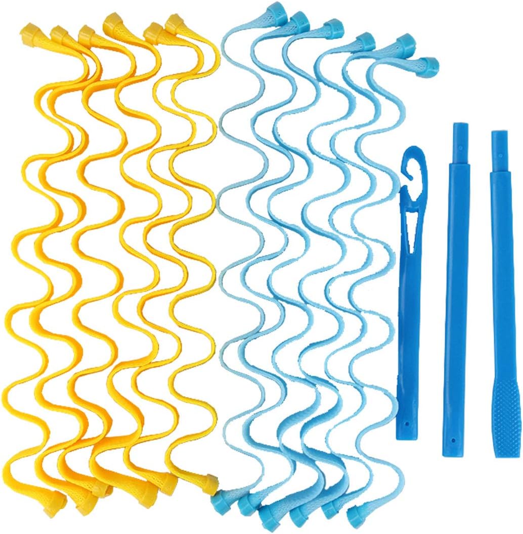 PassFeel 12pcs Magic Hair Curler Spiral Curls Air Perm Rod Waves Retro Rolls Maker Hair Styling Tool Kit (50cm)
