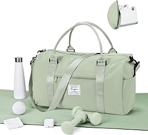 WEPLAN Sport Duffel Bag Damen Herren Sporttasche mit Schuhfach & Nassfach Reisetasche Handgepäck Tasche Sporttaschen Fitness Tasche Gym Bag Weekender Travel Bag Schwimmtasche Trainingstasche,Grasgrün