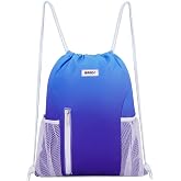 WANDF Drawstring Backpack, Gym Sackpack for Sports | Mesh Pockes, Water-Resistant, Shopping, Yoga, Travel, Beach, Daily Carry