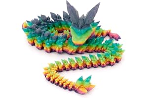 Flavery 3D Printed Dragon - 24 inch Crystal Rainbow Dragon Fidget Toy, Articulated Dragon, 3D Printed Gift for Birthday, Figurine Decor, Office Decoration