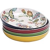 Bico Protea Cynaroides Pasta Bowls, 35oz Salad Bowl Set of 4, Large Ceramic Serving Dinner Bowls for Soup and Cereal, Microwave and Dishwasher Safe, Gift for Housewarming and Thanksgiving