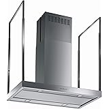 Futuro Futuro Europe 48 Inch Island-mount Range Hood, Contemporary Stainless Steel Design, LED, Ultra-Quiet, with Blower