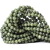 CHEAVIAN 60PCS 6mm Natural Taiwan Green Jade Round Loose Beads for Jewelry Making DIY Bracelet Necklace Materials 1 Strand 15"