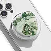 OnTheGrip Compatible with Magsafe Magnetic Cute Acrylic Tropical Leaf Design Collapsible Mobile Phone Grip Stand Holder for Smartphone Tablet Cell Phone Accessory (Monstera Deliciosa)