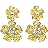 Ted Baker London Pettala Flower Statement Drop Earrings for Women (Gold/Pearl and Crystal)