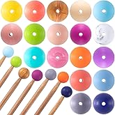 Mxxipp 18pcs Beads Knitting Needle Stoppers 15mm Macaron Round Silicone Knitting Needles Point Protectors Needle Tip Cover Knitting Tool Needle End Caps for Knitting
