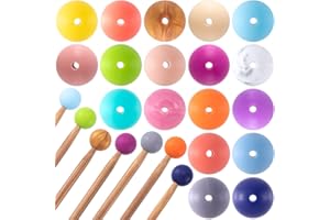 Mxxipp 18pcs Beads Knitting Needle Stoppers 15mm Macaron Round Silicone Knitting Needles Point Protectors Needle Tip Cover Knitting Tool Needle End Caps for Knitting
