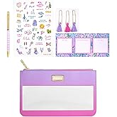 Lilly Pulitzer Pencil Case with Planner Accessories for Adults, Agenda Bonus Pack Includes Stickers, Click Pen, Mini Notepad, Bookmarks, and Zipper Pouch, Ombre