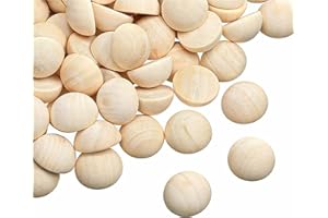 HESMARTLY 100pcs Half Wood Balls Unfinished Natural Half Ball Split Wood Balls for DIY Projects and Craft Supplies (15mm)