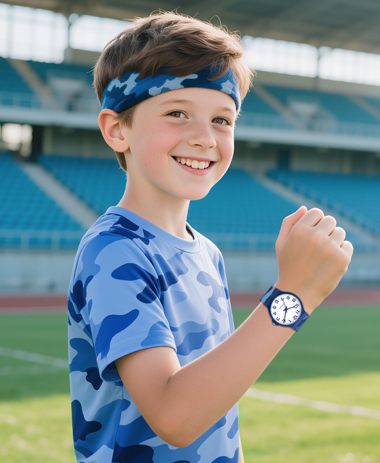 SOCICO Kids Analog Watch for Boys Girls Camouflage Sport Watches, 30M Waterproof, Rubber Band, Easy to Read for Child Teens Ages 5-15 Perfect for Gifts