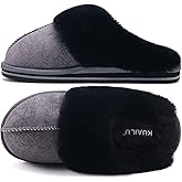 KuaiLu Womens Cozy Memory Foam Slippers Ladies Fuzzy Faux Fur Lined Warm Arch Support House Shoes Slip on Comfy Winter Scuff Indoor Outdoor Rubber Hard Sole