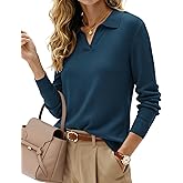 Kate Kasin 2026 Women's Wool Blend Sweaters, Long Sleeve Polo Shirts, V Neck Knitted Fall Tops