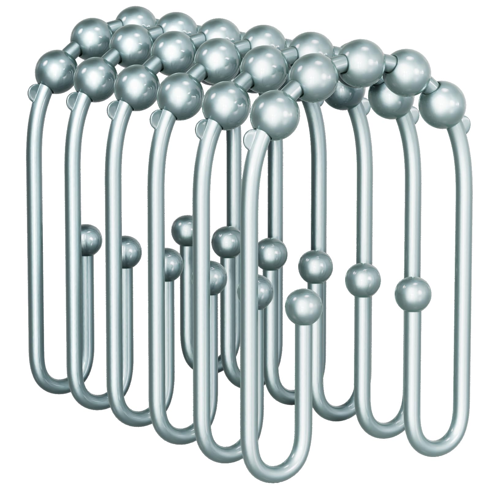 Photo 1 of AmazerBath Shower Curtain Hooks, Lightcyan Rust Proof Non-Slip Double Hook for Shower Curtain, Sturdy Metal Rings, 12Pcs