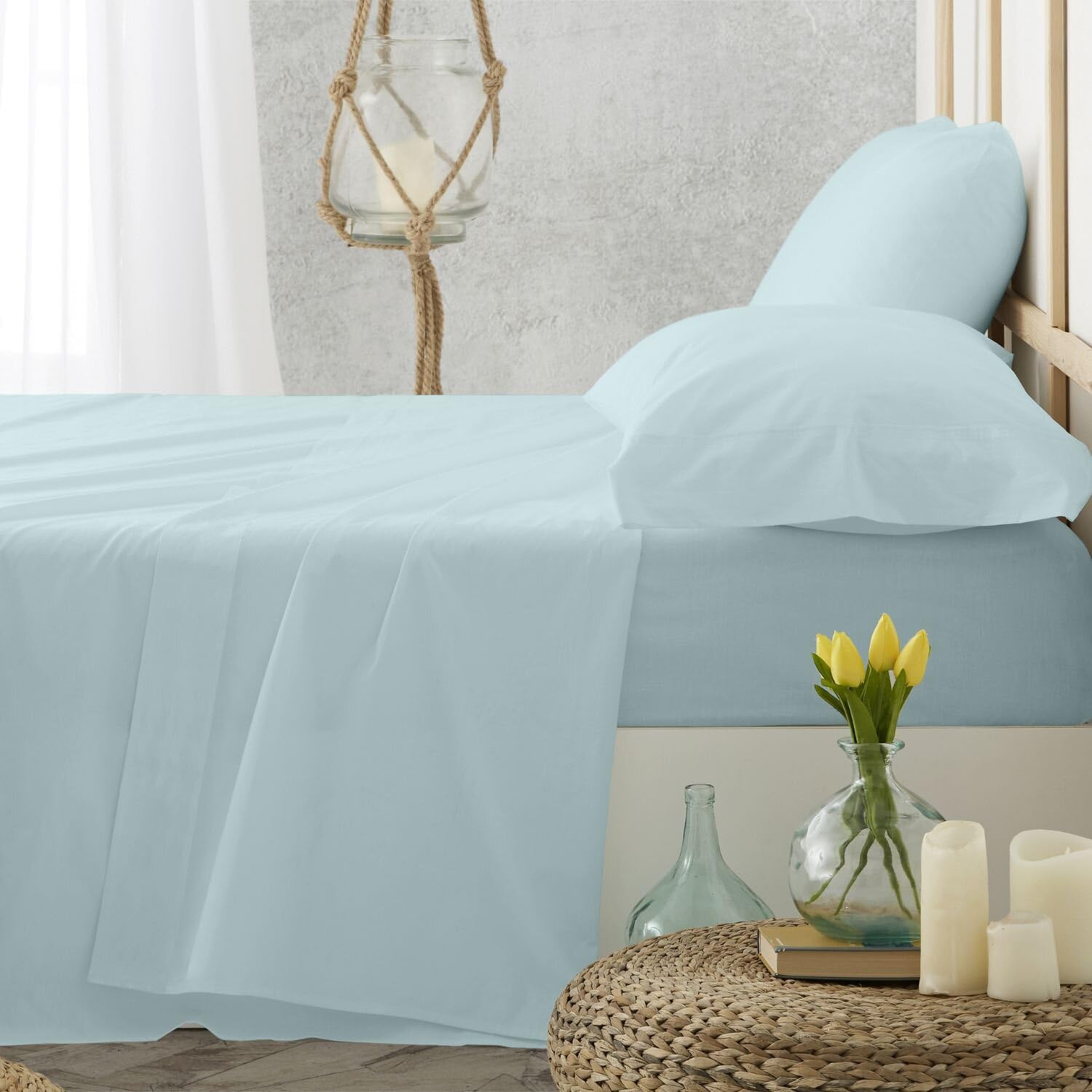 Burrito Blanco Blue Hotel Bed Sheet Sets, Cotton T12, Ancho de 120 cm