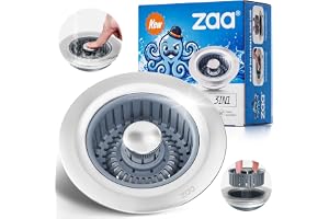 Sink Drain Strainer - Sink Stopper Kitchen Drain, 3 in 1 Kitchen Sink Drain Strainer with Anti-Clogging Basket, Kitchen Gadgets Clearance Sink Accessories, Fit US Standard 3-1/2'' Sink Hole, Silver