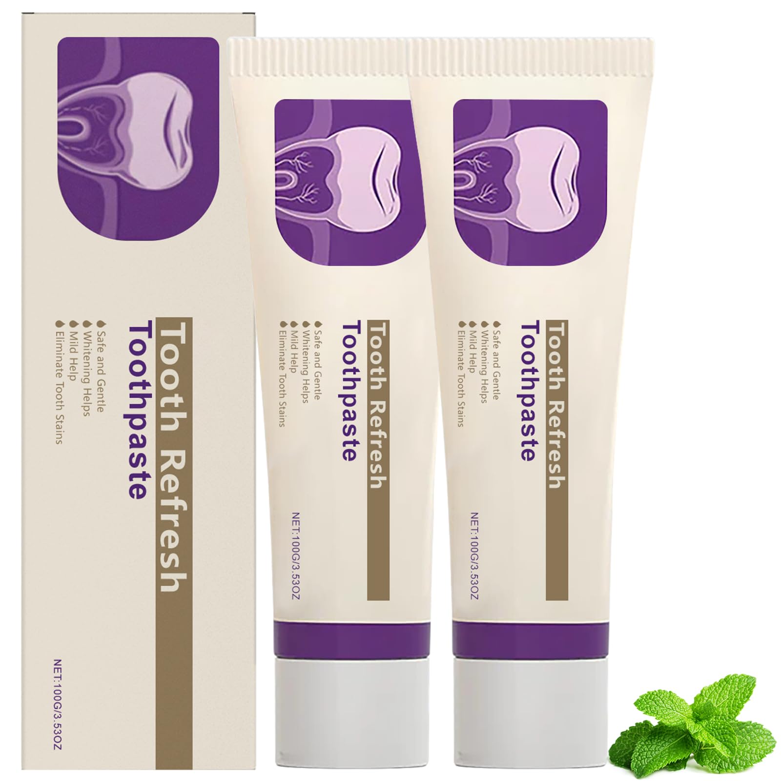 Photo 1 of 2Pcs Tooth Refresh Toothpaste, Fresh Breath Toothpaste, Natural Oral Care & Enamel Repair, Helps Remove Coffee, Tea & Wine Stain, Deep Cleaning Care