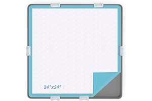 TIMOHCR Pee Pad Tray Holder for Dog,Silicone Dog Puppy Pad Holder,24" x 24" No Spill Raised Lip High Edge Leak-Proof Mat Holder for Training Pads,Square Potty Trays for Floor Protection Complimentary 6 Clamps