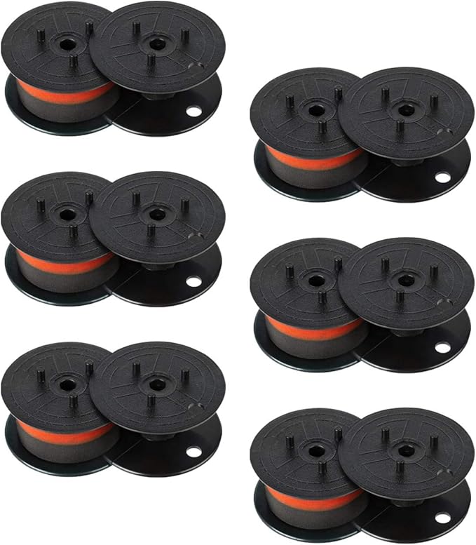 6 Black Red Calculator Ribbons Replacements Compatible with